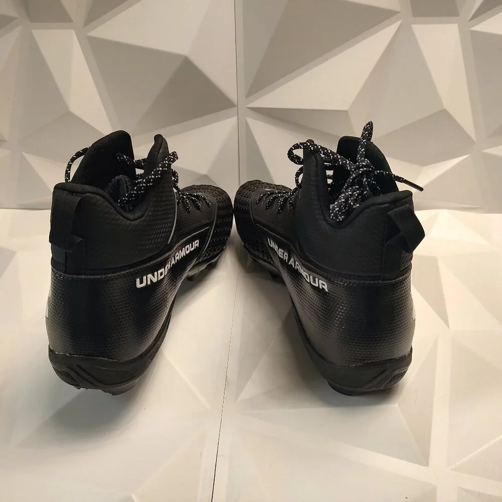 Under Armour Mens Football Cleat 16 Black White Shoe Lacrosse Spine Hammer - Picture 3 of 12